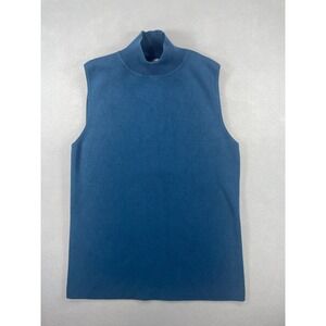 Chico's Sleeveless Mock Neck Women Silk Blend Regular Blue Size 1 (M)